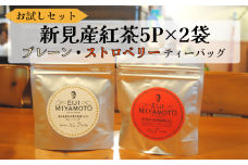 お試しセット 新見産紅茶 ティーバッグ  5p×2袋 （プレーン5p/ストロベリー5p）