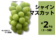 中川農園 シャインマスカット 約2kg 3～5房 【先行予約 2025年10月上旬から順次発送】