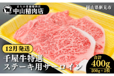 【12月発送】中山精肉店 千屋牛 A4 A5 特選 ステーキ用 サーロイン 400g 200g×2枚