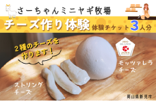 さーちゃんミニヤギ牧場 チーズ作り体験チケット 3人分