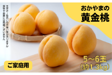 家庭用 黄金桃 5～6玉 約1.3kg 岡山県産　【先行予約 2025年8月下旬から順次発送】