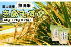 【令和7年産】無洗米 きぬむすめ 4kg 2kg×2袋 岡山県産 【先行予約 2025年11月上旬から順次発送】
