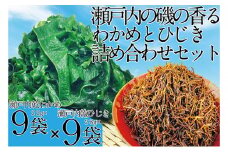 瀬戸内で採れた島磯香る わかめ 22g×9袋と ひじき 28g×9袋 セット【岡山 瀬戸内海 鉄釜炊 天然】 [№5735-1290]