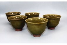虫明焼 灰釉番茶碗 5客セット（曙窯 作） [№5735-1377]