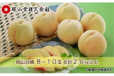 桃 2026年 先行予約 岡山 白桃 8～10玉 合計2.0kg以上 もも モモ 岡山県産 国産 フルーツ 果物 ギフト 環山堂  直射日光 有袋栽培 皮が薄い 上品 甘み 香り 豊か とろける 果汁 贈り物  [№5735-1422]