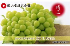 ぶどう 2025年 先行予約 シャイン マスカット 晴王 2房 合計1.4kg以上 マスカット ブドウ 葡萄  岡山県産 国産 フルーツ 果物 ギフト 環山堂 [№5735-1428]