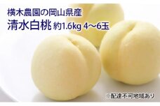 桃 2025年 先行予約 清水 白桃 約1.6kg 4～6玉 もも モモ 岡山県産 国産 フルーツ 果物 ギフト 横木農園 [№5735-1632]
