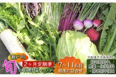 2ヶ月 定期便 瀬戸内「旬」のお野菜セット 7～11品目程度の詰合せ 野菜 農薬 化学肥料 除草剤不使用 岡山 M’s farm[№5735-1922]