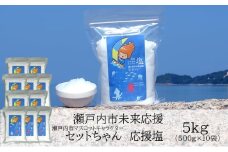 セットちゃん 応援塩 5kg(500g×10袋) 塩 フレーク塩 粗塩 調味料 岡山 瀬戸内市 [№5735-3374]