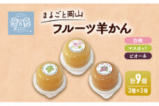 まるごと 岡山 フルーツ 羊羹 3 ケース （ 白桃 ・ マスカット ・ ピオーネ 各1個） 桃 もも ぶどう 和菓子 お菓子 スイーツ ようかん ギフト 贈答品