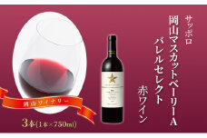 サッポロ 岡山 マスカット ベーリー A バレルセレクト 赤 ワイン 3本（1本750ml）  岡山ワイナリー お酒 赤ワイン ぶどう