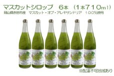 マスカット シロップ 6本（1本710ml） 岡山県 赤磐市産 マスカット ・オブ・ アレキサンドリア 100％使用 加工食品 フルーツ ドリンク 飲み物 ノンアル ジュース ぶどう