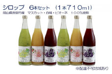 シロップ 6本 セット （各2本710ml） 岡山県 赤磐市産 マスカット ・ 白桃 ・ ピオーネ 100％使用 加工食品 フルーツ ドリンク 飲み物 ノンアル ジュース ぶどう 葡萄 ブドウ モモ もも セット