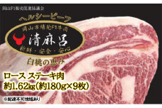 清麻呂 牛 ロース ステーキ肉 約1.62kg（約180g×9枚）岡山市場発F1 牛肉 岡山県産