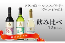 ワイン グランポレール エスプリ ド ヴァン ジャポネ 飲み比べ 12本セット 絢 -AYA-、泉 -SEN-、唯-YUI- 赤ワイン 白ワイン スパークリングワイン サッポロビール 岡山ワイナリー