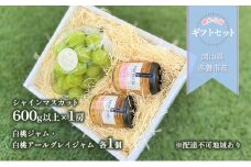 ぶどう 桃 2025年 先行予約 晴れの国 ギフトセット ( シャインマスカット 1房＋ ジャム 2種） ブドウ 葡萄 もも モモ 岡山県 赤磐市産 フルーツ 果物 ギフト 