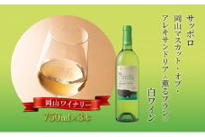 ワイン サッポロ グランポレール 岡山 マスカット ・ オブ ・ アレキサンドリア 薫るブラン 白ワイン 750ml 3本 セット 岡山 ワイナリー ぶどう お酒 酒 アルコール