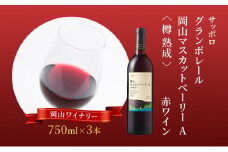 ワイン サッポロ グランポレール 岡山マスカット ベーリーA 樽 熟成 赤ワイン 750ml 3本 セット 岡山 ワイナリー ぶどう お酒 酒 アルコール