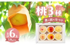 桃 2025年 数量限定 桃3種食べ比べセット 3種×各2玉 計1.8kg以上 岡山県 赤磐市産