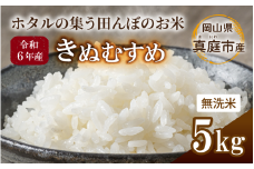 令和6年産 きぬむすめ 無洗米 5kg 岡山県真庭市産 / 国産 お米 ブランド米