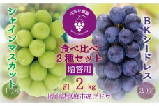 hana48.岡山　花笑み農園の『シャインマスカット&BKシードレス』贈答用2kg（３房）