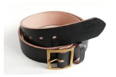star-5. E STREET LEATHER ベンズクラシック 4cm幅 茶芯革 極厚レザーベルト ブラック（30インチ 76.5cm）