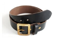 star-6. E STREET LEATHER ホーウィン・クロムエクセル 茶芯革 レザーベルト ブラック（34インチ 86.5cm）