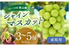 【2025年先行予約】ぶどう 岡山 花笑み農園『シャインマスカット』 家庭用 約2㎏（3～5房） hana61. 岡山 真庭 シャインマスカット 家庭用 2025 真庭市 葡萄 果物 フルーツ 人気 数量限定 2025年9月下旬～ 受付順に発送予定