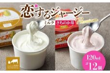 【ジェラート醍醐桜】恋するジャージーPremium2種 （ゴールデンミルク＆さちのか苺）計12個セット / 岡山 真庭 醍醐桜 極上スイーツ 濃厚 プレゼント 贈答 デザート ギフト ジャージー牛 ミルク ジェラート おやつ いちご 子供から大人まで 冷凍 人気 贅沢 家庭用にも