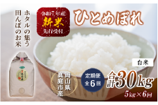 【令和7年産先行予約】＜定期便全６回＞ 令和７年新米 真庭市産 ひとめぼれ 白米 ５kg×６回（定期便）/ お米 岡山県 真庭市 白米 米 ヒトメボレ ひとめぼれ 人気 ブランド米 新米 令和7年産 2025年産 <TKN-26-6>
