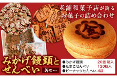 饅頭 まんじゅう みかげ饅頭 せんべい セット その1 金悦堂《30日以内に発送予定(土日祝除く)》みかげ饅頭 × 20個 たまごせんべい × 120枚 ピーナッツせんべい × 4袋 和菓子 お茶請け