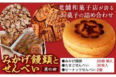 饅頭 まんじゅう みかげ饅頭 せんべい セット その4 金悦堂《30日以内に発送予定(土日祝除く)》みかげ饅頭 × 20個 たまごせんべい × 30枚 ピーナッツせんべい × 2袋 和菓子 お茶請け