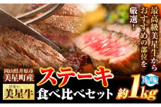 ステーキ 美星牛 食べ比べセット 1kg 美星ミート《30日以内に発送予定(土日祝除く)》岡山県 浅口市 ステーキ肉 牛肉 牛 厳選 霜降り 冷凍 食べ比べ セット 送料無料