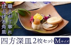 四方深皿 Mサイズ 2枚セット 備前焼 皿 食器 亜登武窯《90日以内に出荷予定(土日祝除く)》電子レンジ使用可 オーブン使用可 岡山県 浅口市 送料無料 st-p