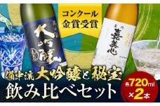 備中流大吟醸 秘宝 飲み比べセット コンクール金賞受賞 各720ml 計2本 嘉美心酒造 《30日以内に出荷予定(土日祝除く)》 岡山県 浅口市 送料無料 日本酒 酒 大吟醸 さけ お酒 備中流