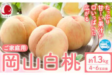 桃 もも【2025年先行予約】ご家庭用 岡山白桃 約1.3kg (4~6玉前後) 赤木農園 《2025年7月上旬-8月中旬頃出荷》 岡山県 浅口市 フルーツ モモ 果物 青果 旬 白桃 桃 【配送不可地域あり】