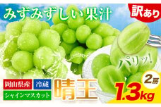 【2025年先行予約】 訳あり シャインマスカット 晴王 2房 約1.3kg 岡山県産《9月上旬-10月下旬頃出荷(土日祝除く)》ハレノフルーツ マスカット 送料無料 岡山県 浅口市 フルーツ ご家庭用 果物 国産 岡山県産【配送不可地域あり】