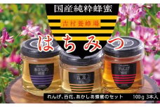 CC-80　和気町産純粋蜂蜜　純雫100g3本入り（れんげ・あかしあ・百花）