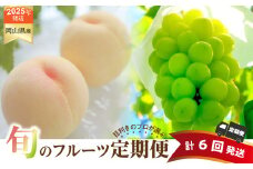 OO-20　白桃 シャインマスカット 晴王 定期便 6回発送 白桃3回 ぶどう3回 岡山県産 御中元 ギフト 御礼 プレゼント 御礼 御祝 御供 果物 くだもの フルーツ