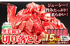 牛肉 黒毛和牛 切り落とし 1.5kg 《30日以内に出荷予定(土日祝除く)》 岡山県 矢掛町 牛 牛肉 和牛 牛丼 カレー 小分け 小分けパック 250g 送料無料