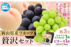 【2026年発送先行予約】桃 シャインマスカット ピオーネ 詰め合わせ 約1.8kg クール便 冷蔵便 桃 もも 葡萄 ブドウ ぶどう マスカット フルーツ セット 先行予約 晴れの国おかやま館 《2026年8月下旬-9月中旬頃出荷》 フルーツ 果物 果実 岡山県 矢掛町