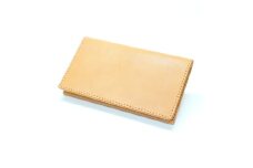 イタリアンオイルレザーを使ったちょっと短い長財布 ナチュラルカラー 革製品 ハンドメイド クラフト