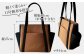 【AKIRAオリジナル】中型レディストートバッグ ダブルポケット ダークブラウン帆布×黒帆布
