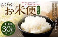 【定期便6回分】らくらくお米便 30kgコース 利用権 5kg×6回 お米 ひのひかり 