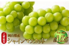 ご家庭用 岡山県産 シャインマスカット 晴王 約1.5kg（3房～6房） 【2025年8月下旬～11月下旬迄発送予定】 果物 くだもの フルーツ ぶどう ブドウ 葡萄 マスカット
