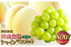 岡山県産 岡山白桃 エース Lサイズ 約200g×2玉・シャインマスカット 晴王 約400g×1房 詰合せ 【2025年7月上旬～8月下旬発送予定】 白桃 桃 もも モモ マスカット ぶどう 葡萄 ブドウ セット