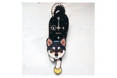 D-001W3 黒柴-犬の振り子時計毛糸玉03.RED C-CD-001A