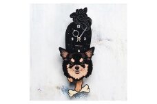 D-49W4 チワワ白黒-犬の振り子時計毛糸玉04.YELLOW C-CD-049A