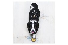 D-66F3 ボーダーコリー-犬の振り子時計花03.RED C-CD-066A