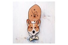 D-88W6 コーギー-犬の振り子時計毛糸玉06.BLUE C-CD-088A